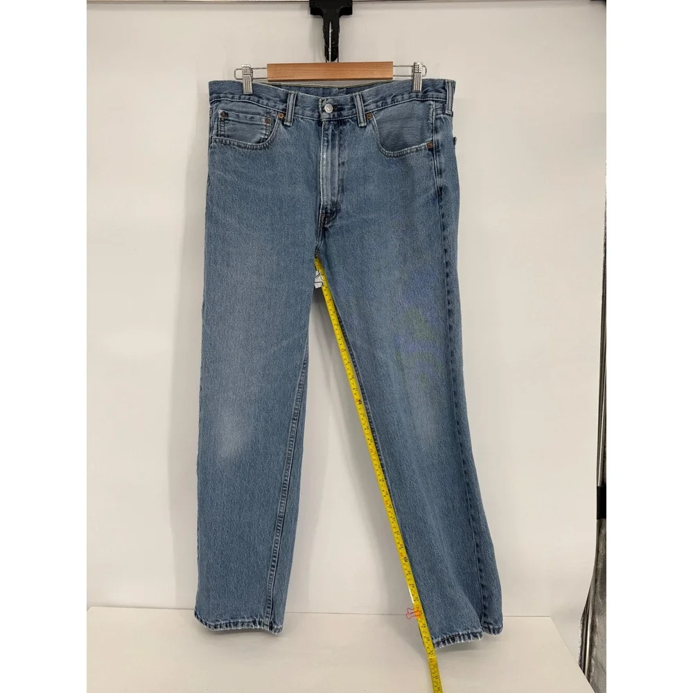 Levis 505 Mens Straight Leg Jeans Medium Wash Blue Denim Pants Sz W34 L32